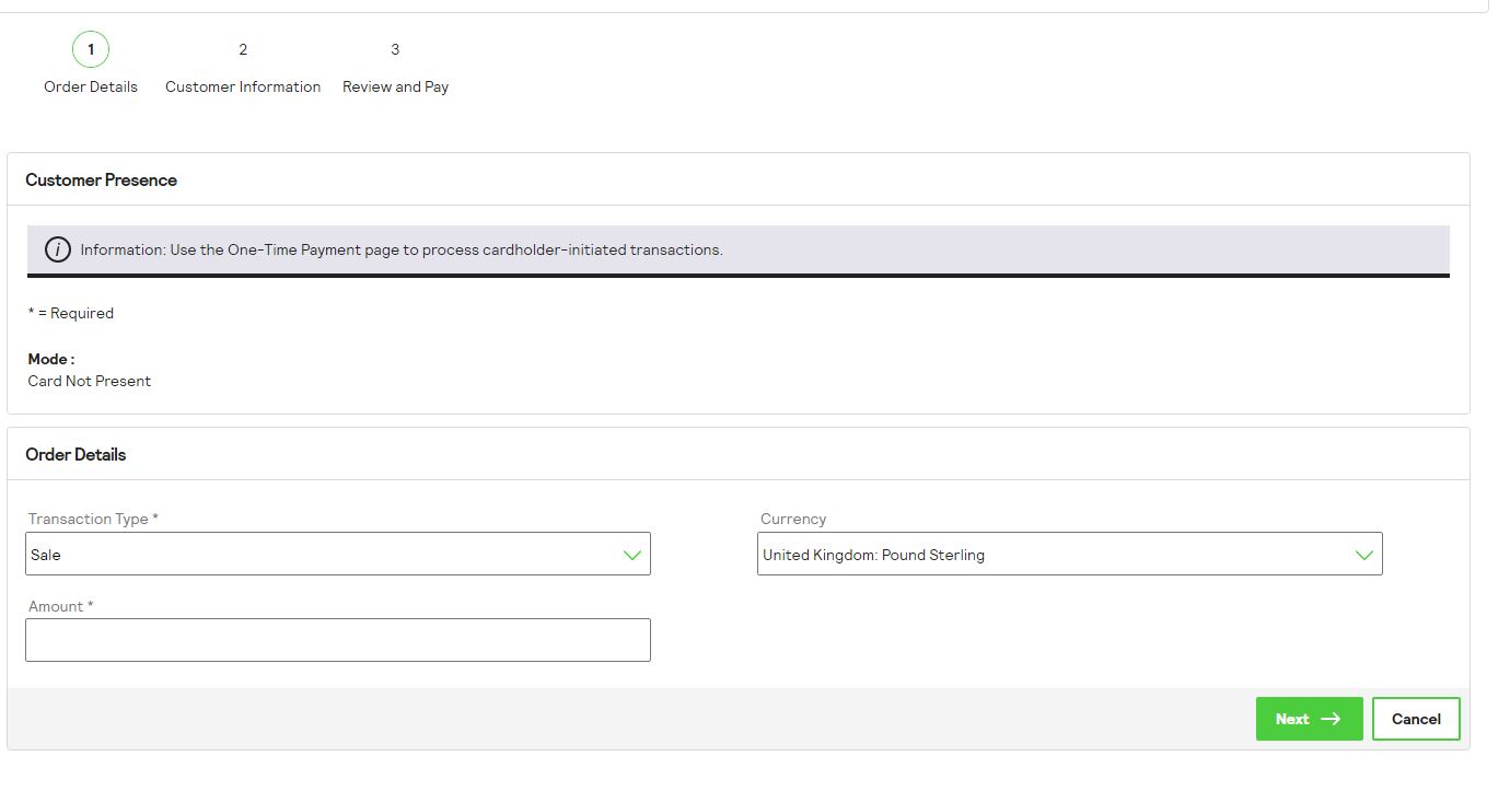 Order details form screenshot